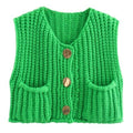Crop Sweater Women Vest Solid Loose Casual Sweater Vest - Norellé