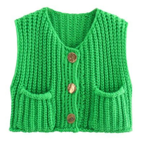 Crop Sweater Women Vest Solid Loose Casual Sweater Vest - Norellé