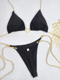 New Solid Color White Bikini Women suit Low Waist Lace-up Fashionable - Norellé