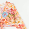 Print Bikini Sets High Waist With Beach Skirt Long Sleeve Crop Top Swimwear - Norellé