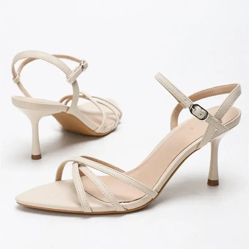 Fashion Square Toe Ankle Strap Buckle Slide Sandals