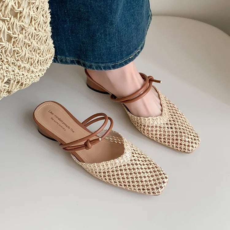 Vintage Woven 1 Slip-on Toe Half Slippers Women’s
