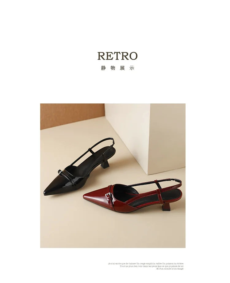 Women’s Patent Leather Slip on Pointed Toe Sandals