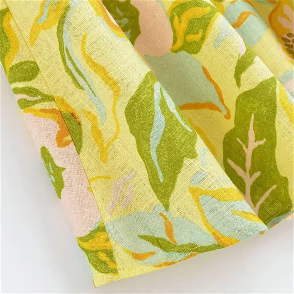 Women’s Strap Fashion Printed Short Top High Waist Long Half Skirt Set