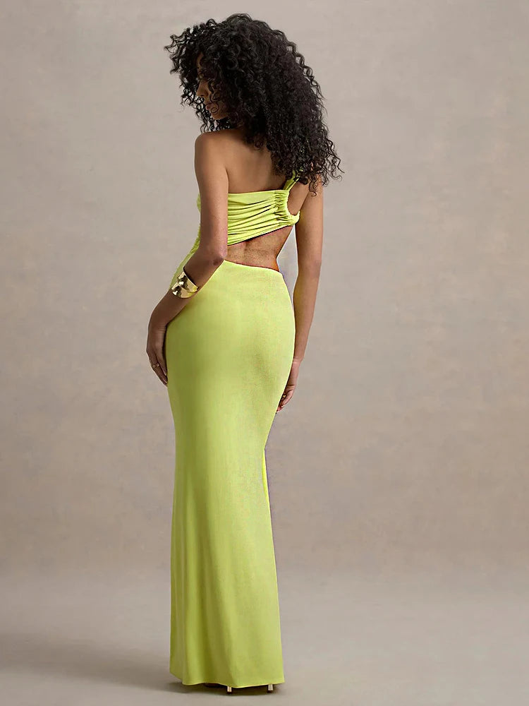 One Shoulder Hollow Out Women Maxi Dress - Norellé
