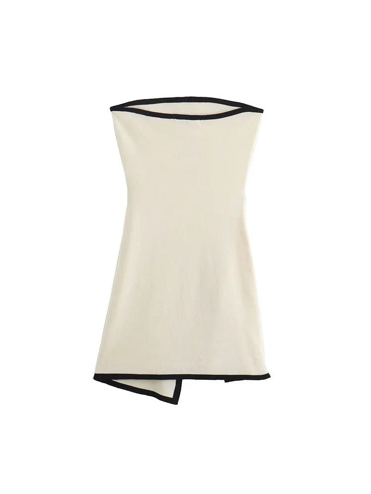 Women Contrasting  Knitted Mini Dresses - Norellé