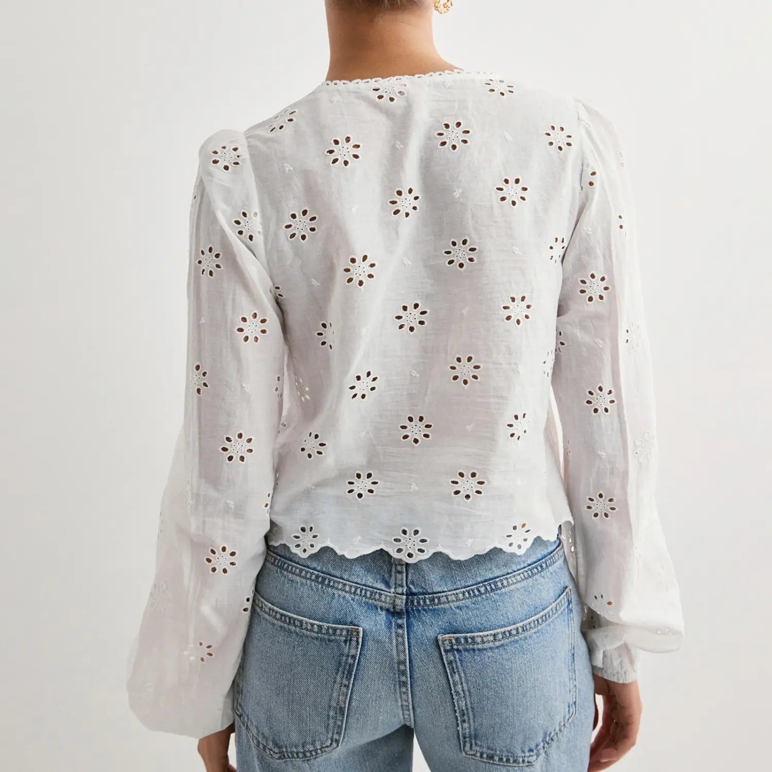 Women Tie Front Blouse Top Long Sleeve