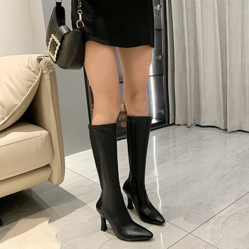 Women Pointed Toe High Heels Long Boots