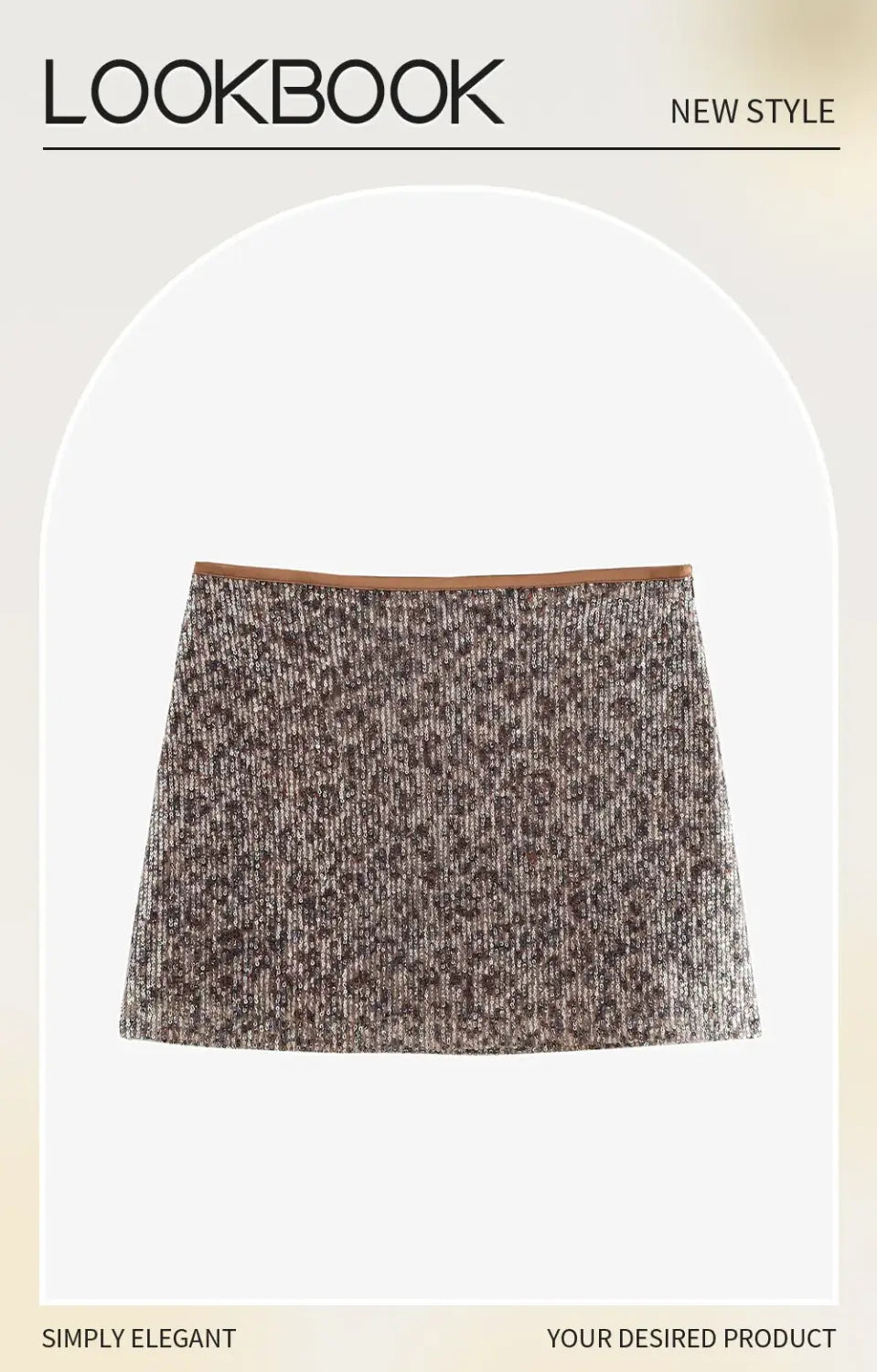 Women’s Slim Fit Sequin Inlaid High Waisted Mini Skirt