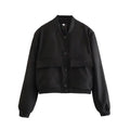 Woman Bomber Jacket Coat White Button Baseball - Norellé