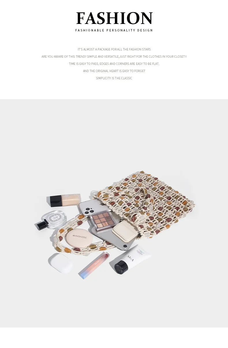 Ladies Summer Beaded Woven Bag Bucket