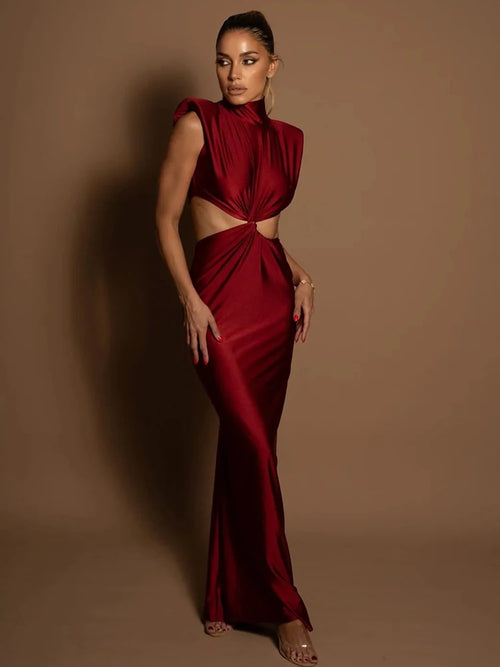 Turtleneck Sexy Maxi Dress For Women Fashion Solid - Norellé