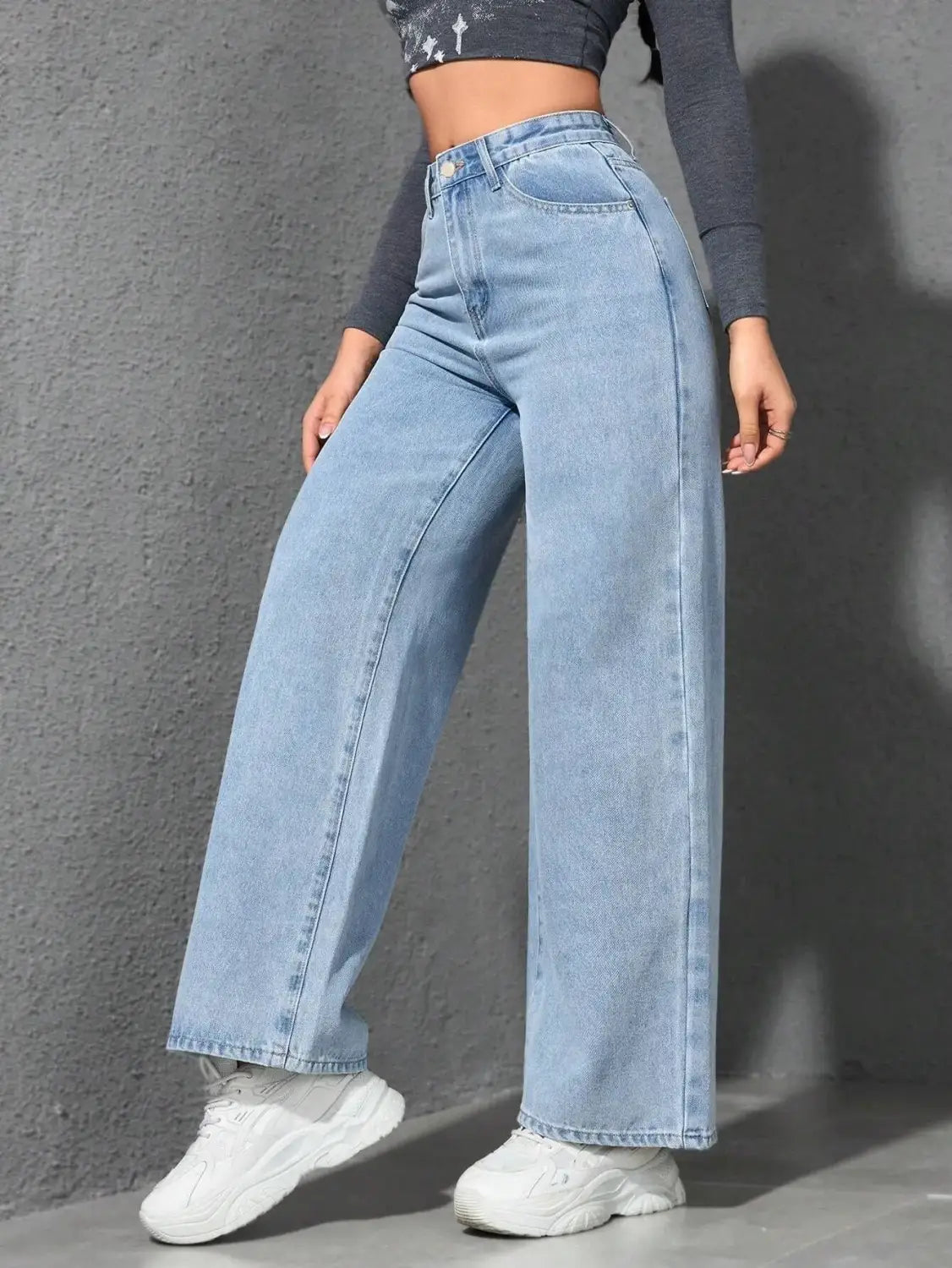 Wide Leg Pants Jeans Women Vintage Denims High Waist