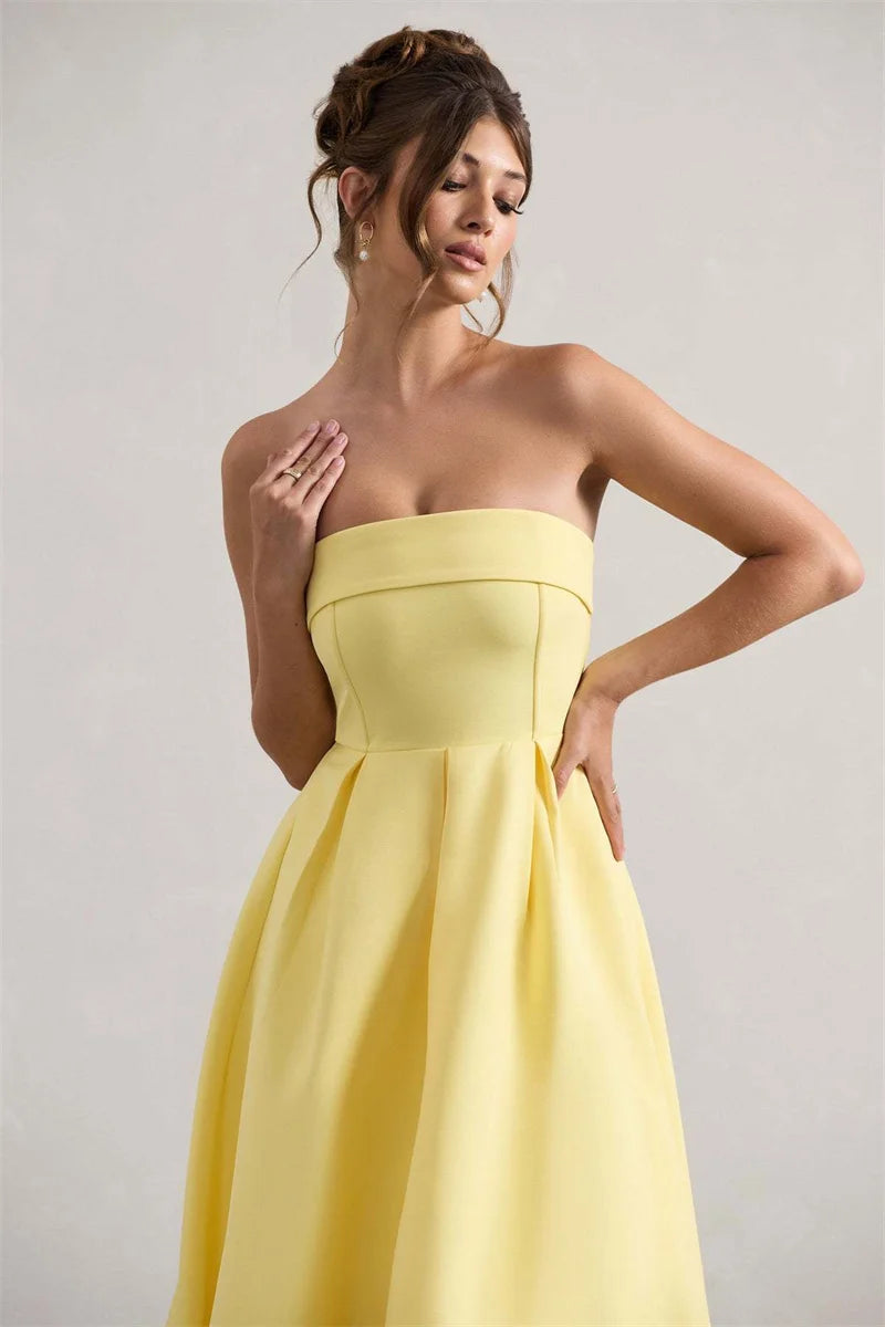 Off-shoulder Strapless Midi Dress Women