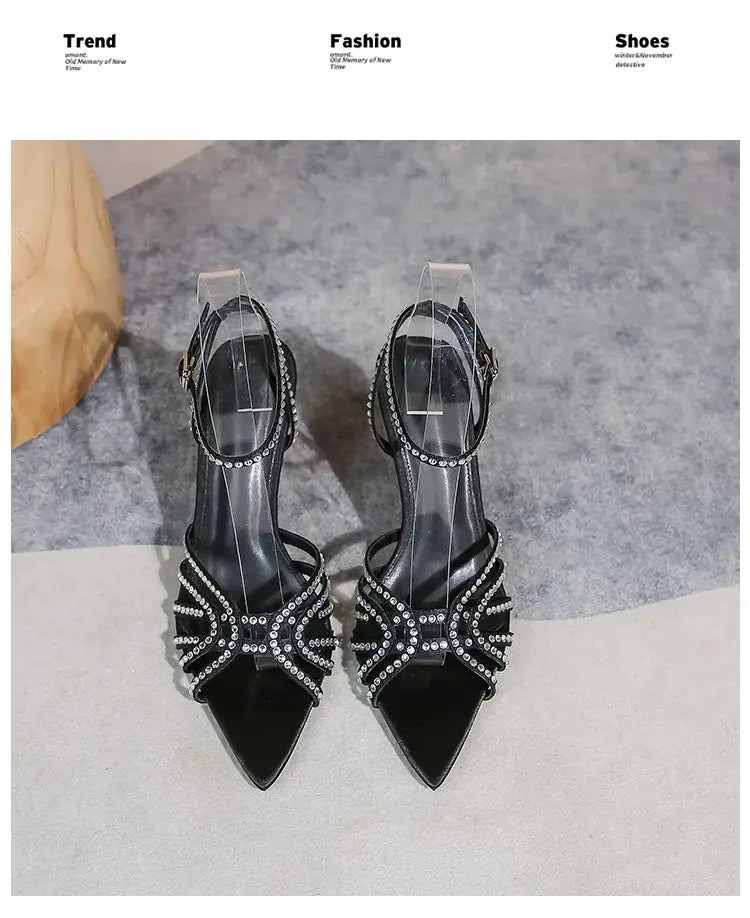 Women’s High-heeled Sandals with Rhinestones