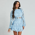 Elegant Long Sleeve Lace Mini Dress Women - Norellé