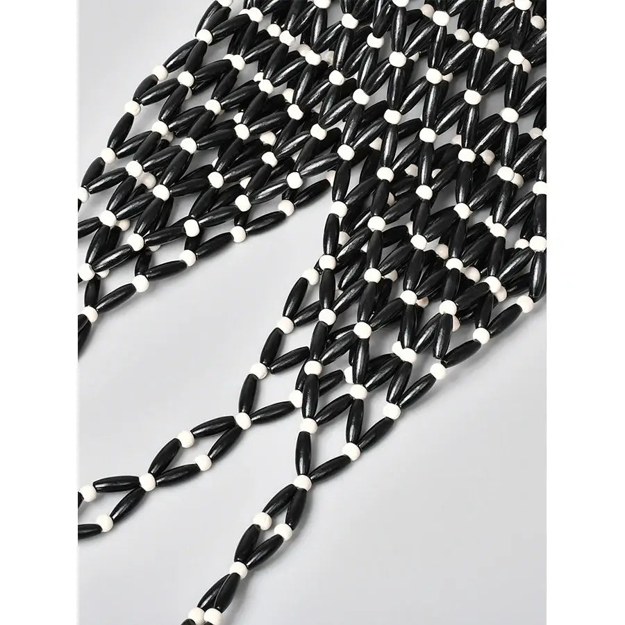 Summer Design Hollow-out Wooden Bead Tote Bucket Shoulder Bag