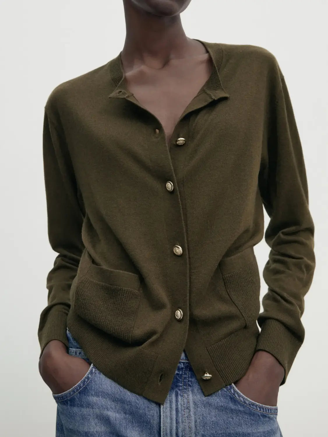 Women’s Casual Little Gold Buckle Knit Cardigan