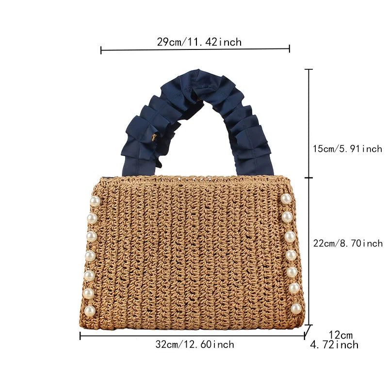 Pearls Straw Bags for Women