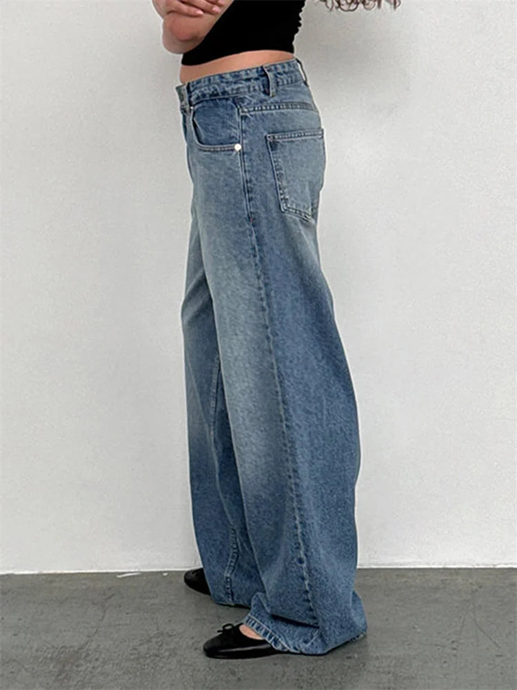 Women Wide Leg Boyfriend Jeans