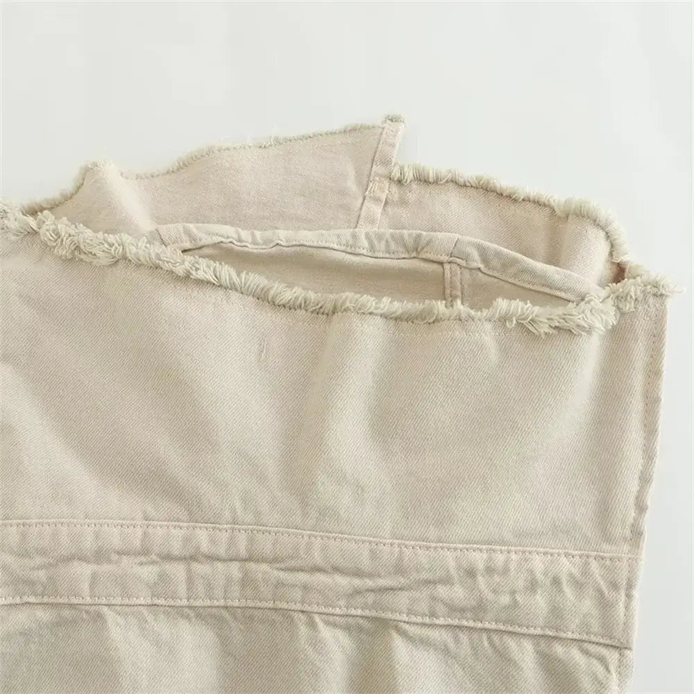 Women’s Temperament Asymmetric Ragged Edge Tight Top High Waist Solid Color Skirt Set