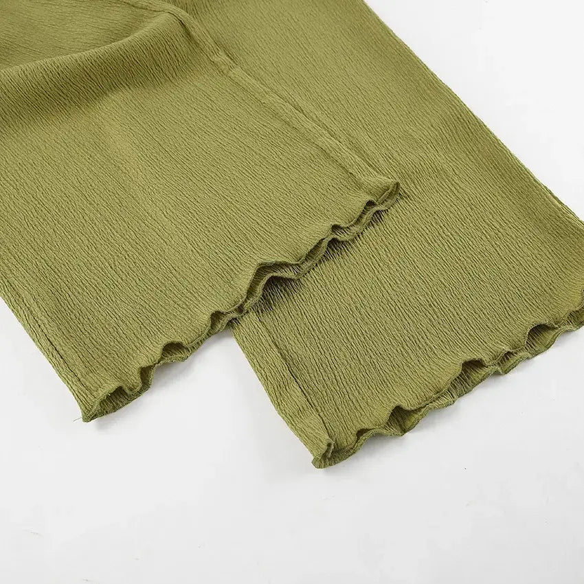 Hanging Green Pants Set Sleeveless Backless Two-piece