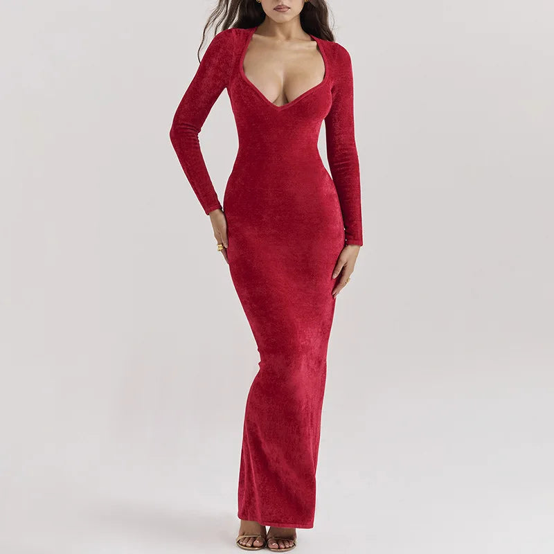 Deep V-neck Maxi Dress For Women