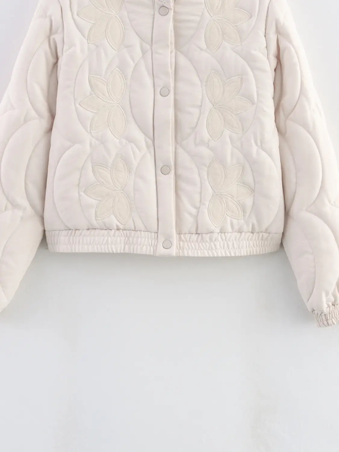 Women Floral Embroidery Quilted Jacket Coat