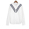 Women's Blouse Knitted Patchwork Striped Blouse Casual Fashion - Norellé