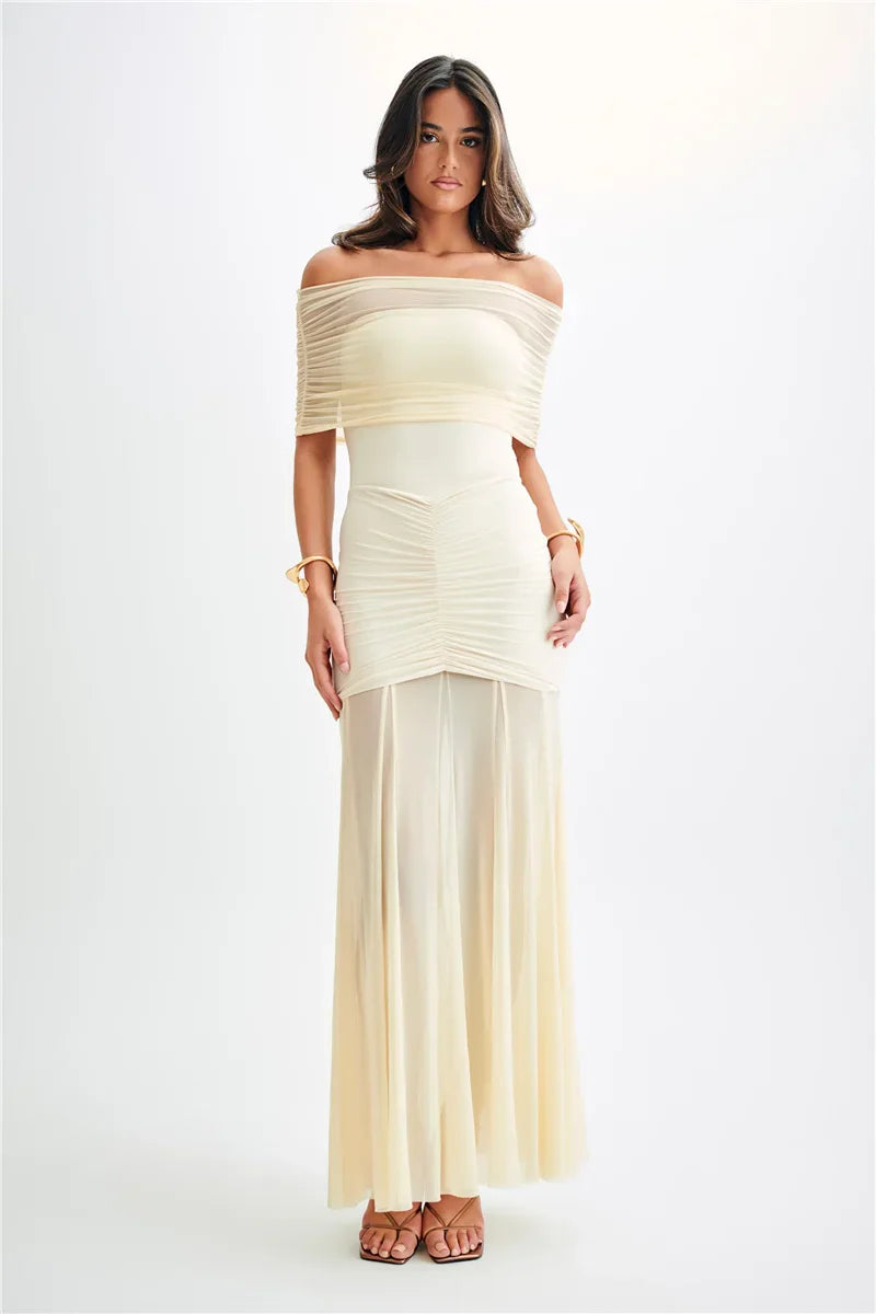 Mesh Strapless Off-shoulder Ruffled Mini Dress For Women - Norellé