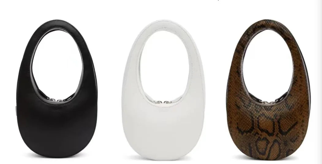 Oval Snake Pattern Embossed Handbag