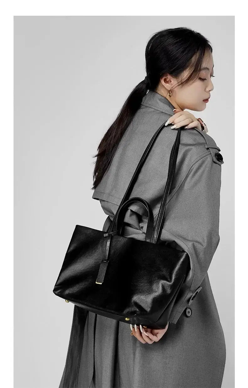Women Shoulder Bag Leather Large Capacity Square Fashion Tote
