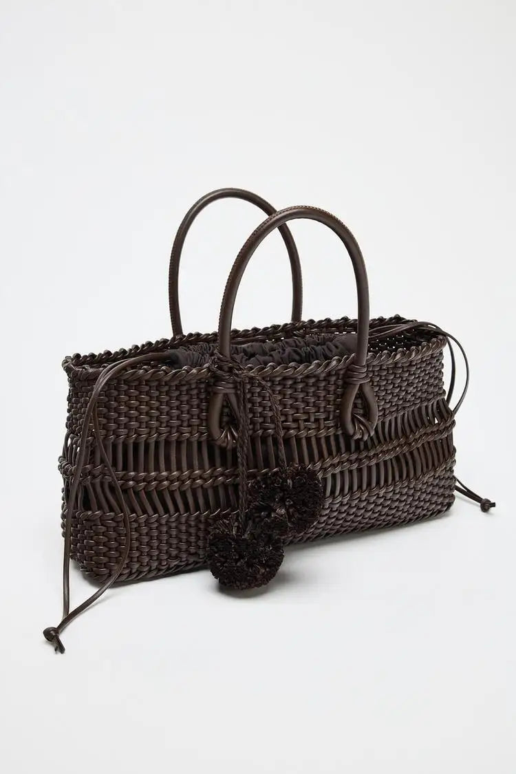 Braided Handbag Tote Bag With String