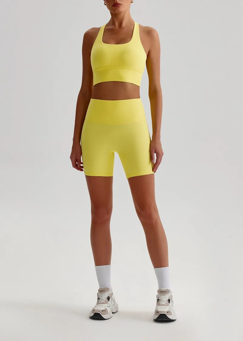 Women’s Seamless Yoga Set - Quick-Dry Naked Feel Backless Bra Booty-Lifting Shorts