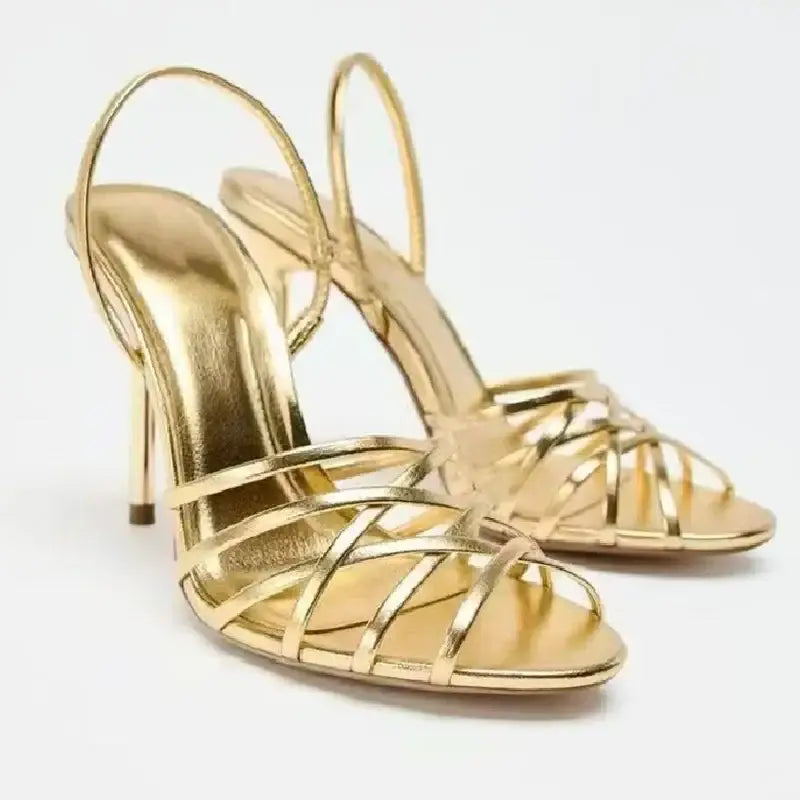 Elegant Narrow Cross-Strap Design Thin Heeled Sandals Women