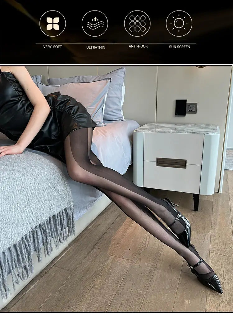 Women’s Stockings Ultra-thin Black Silk Splicing Long Legs Tights