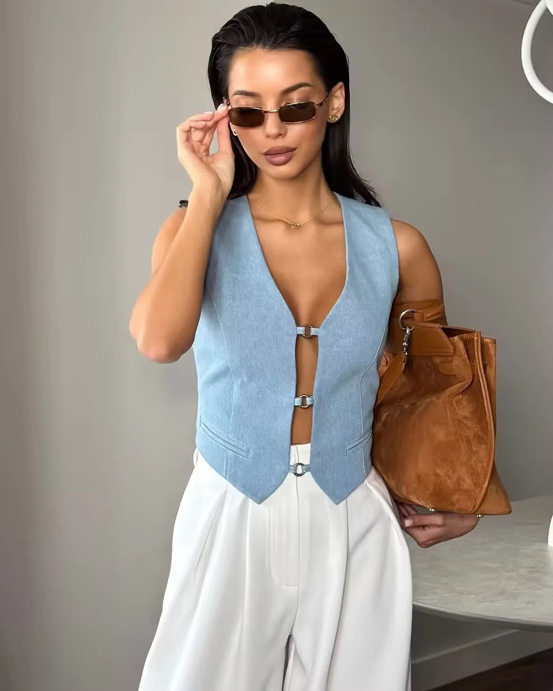 Vest Top For Women Sleeveless V Neck