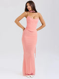 Two Piece Sets Women Neckerchief Strapless Crop Tops And - Norellé