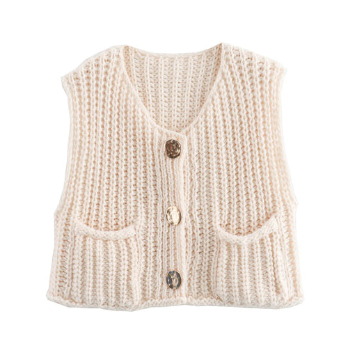 Crop Sweater Women Vest Solid Loose Casual Sweater Vest - Norellé