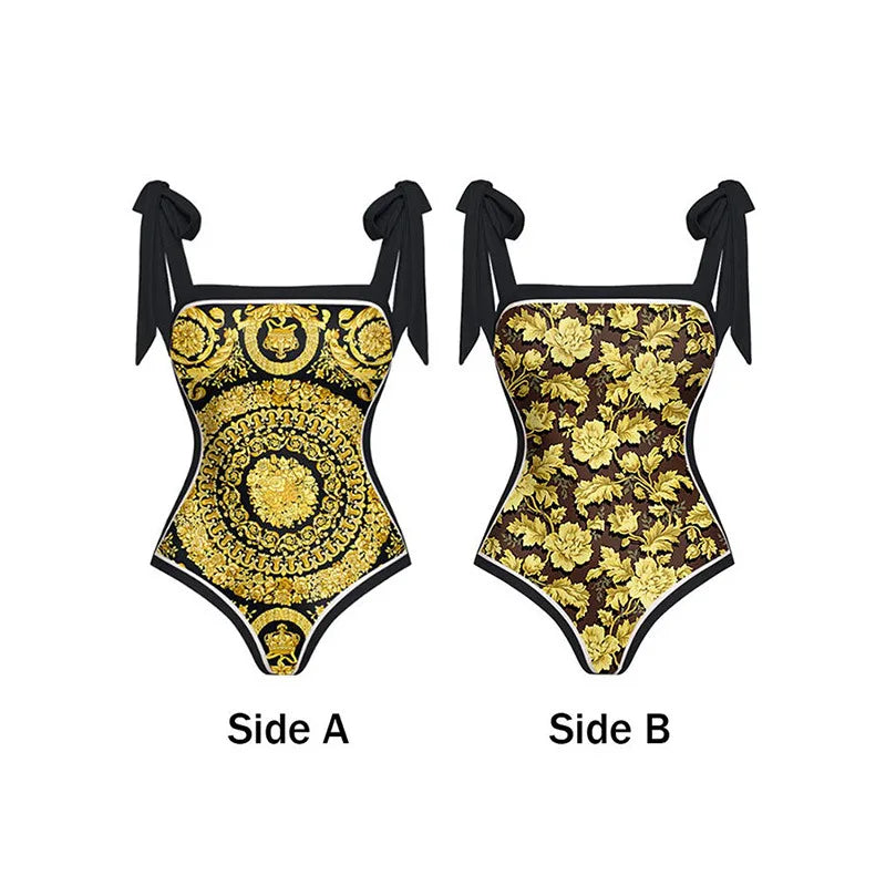 Women's Retro Print Conservative Cover, Thin AB Sunscreen Beach Skirt, Ladies Swimsuit - Norellé
