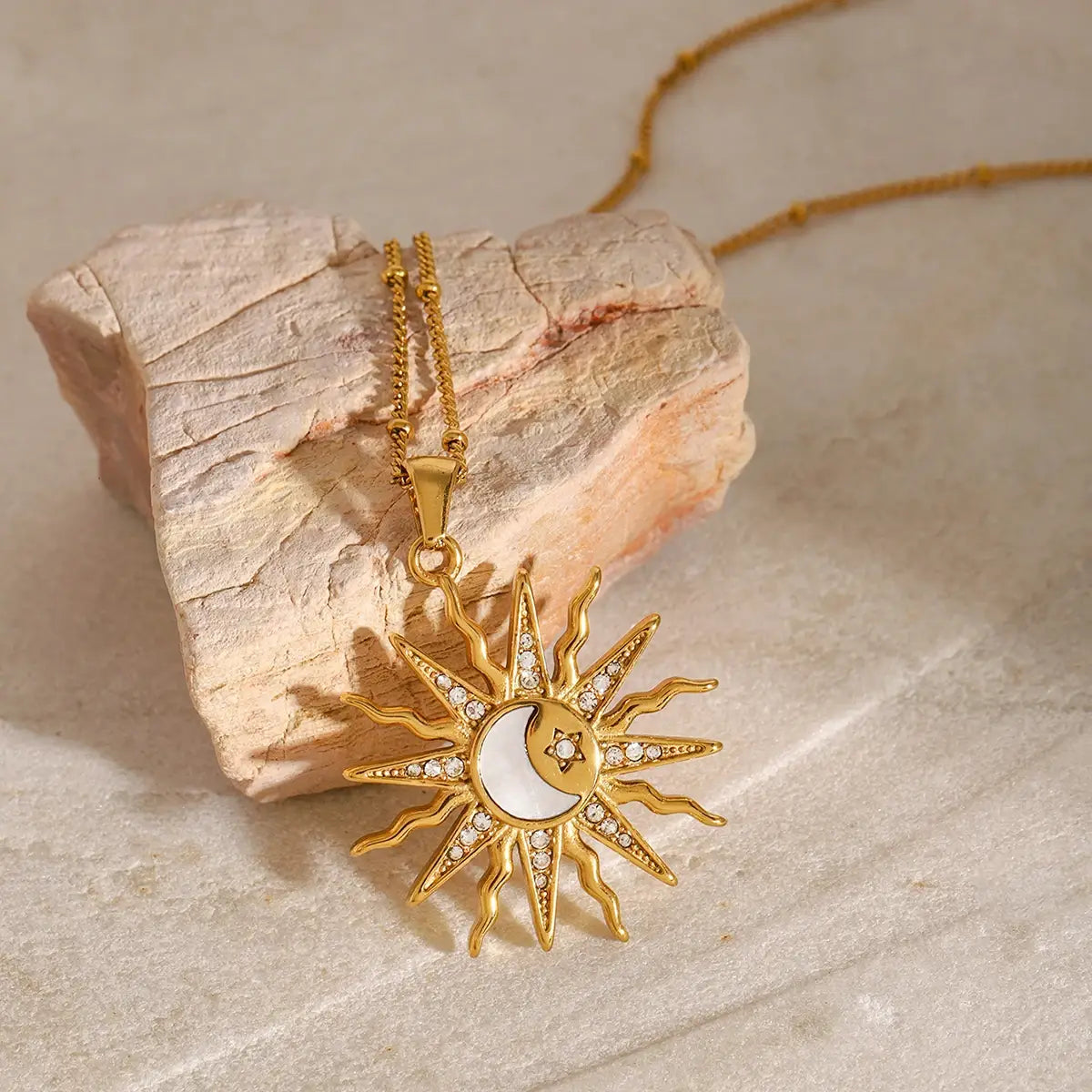 Popular Sun Moon Zircon Necklace Star Pendant