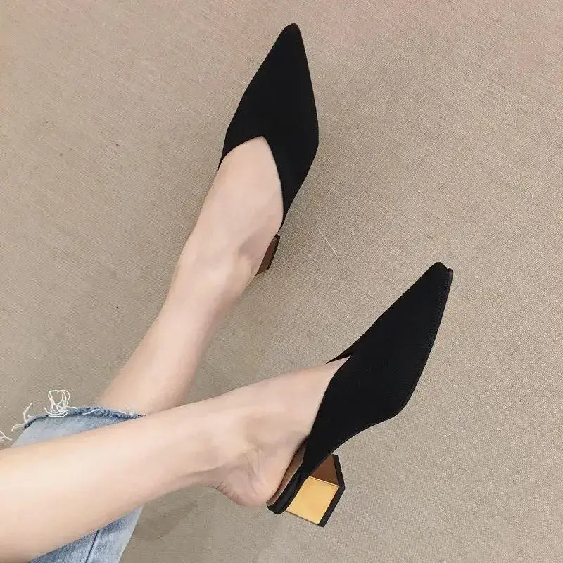 Pointed Toe With Heel Woman Slippers Shoes for Women