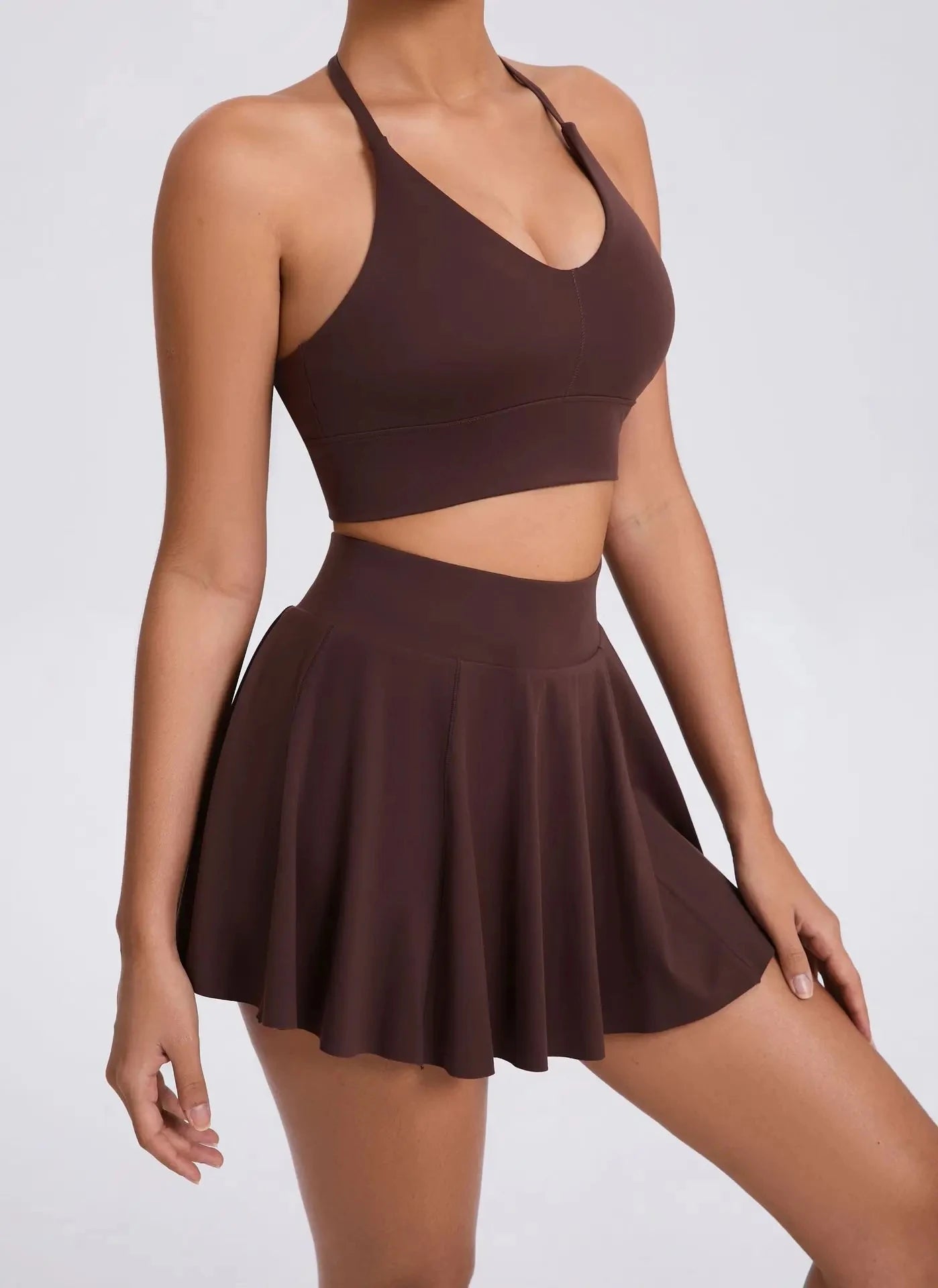 Yoga Set Casual Outdoor Bra Tennis Short Skirt