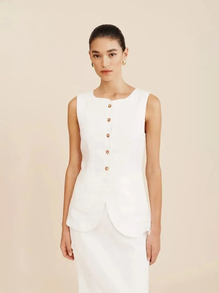 Women’s Sleeveless Vest High Waisted Skirt 2-Piece Set