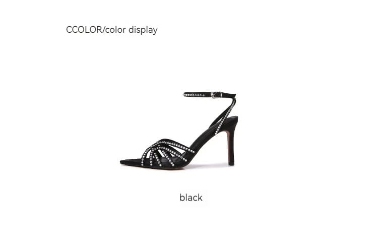 Women’s High-heeled Sandals with Rhinestones