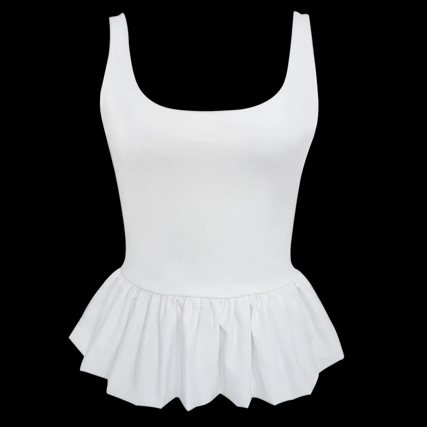 Black Ruffled Patchwork Tank Top