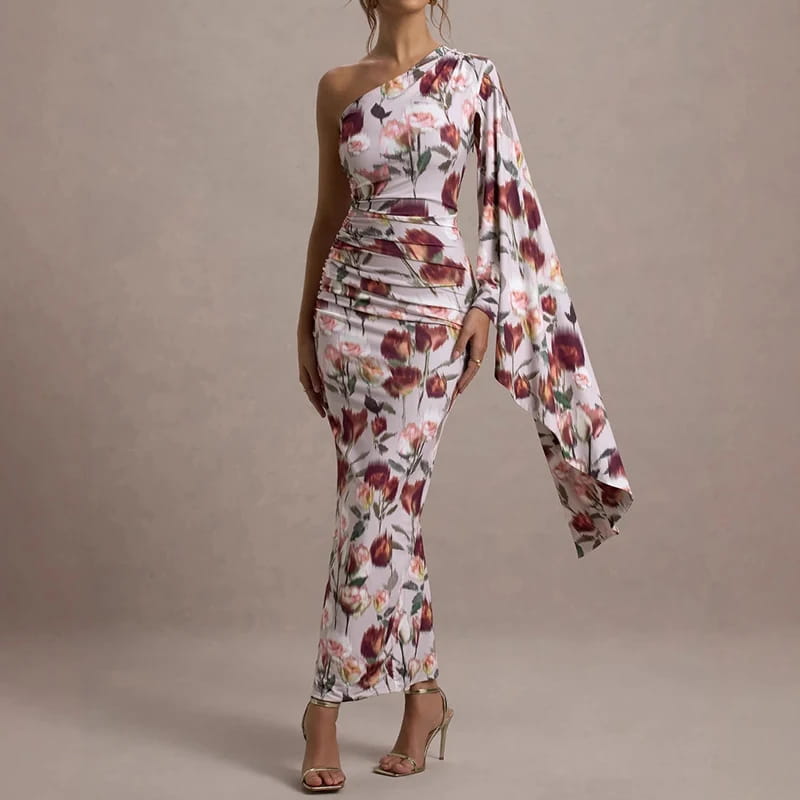 Off Shoulder Sleeves High Waist Women’s Dress