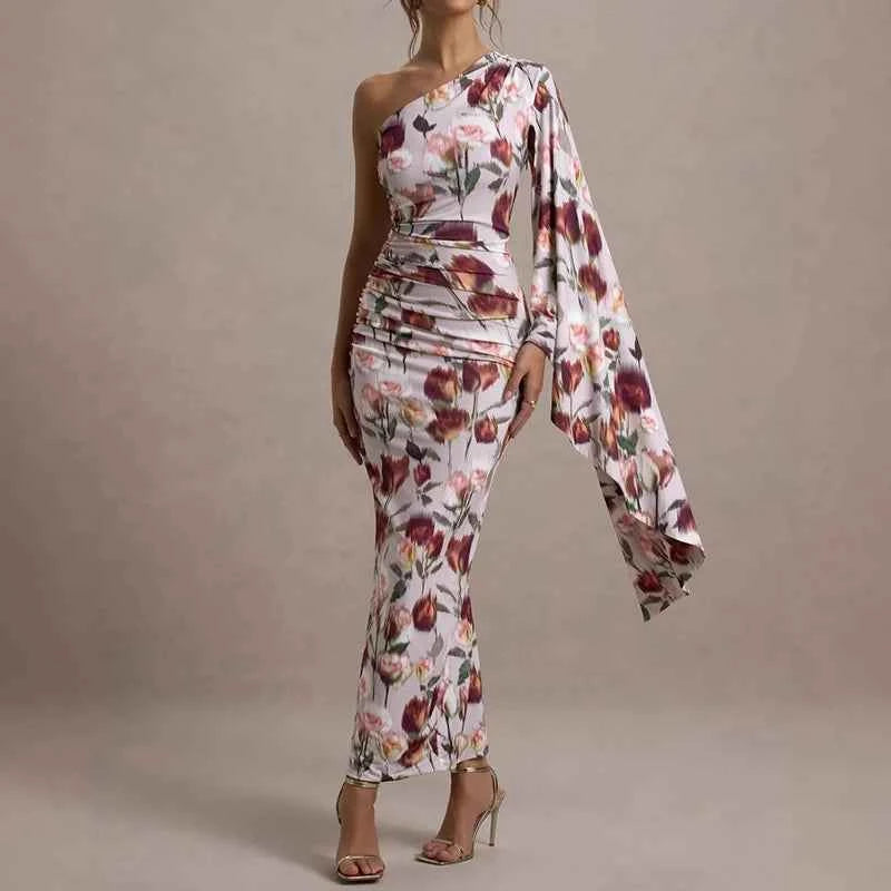 Off Shoulder Sleeves High Waist Women's Dress