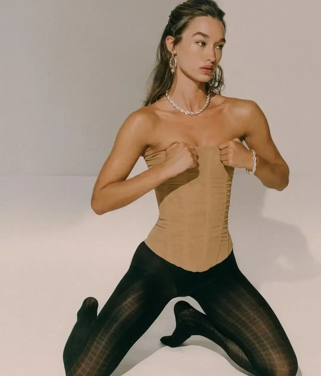 Mesh Backless Vest Strapless Solid Slim Top Women’s