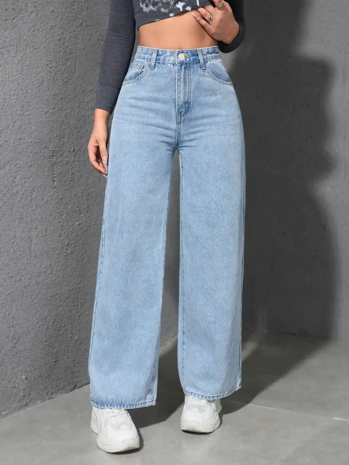 Wide Leg Pants Jeans Women Vintage Denims High Waist